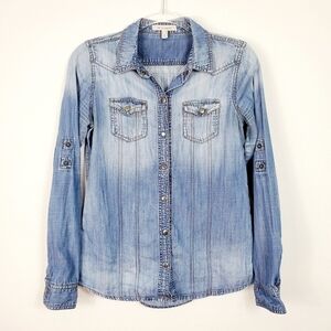 life in progress DENIM SNAP FRONT BLOUSE